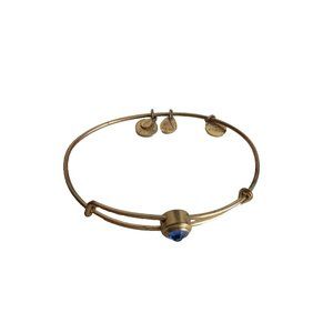 *Alex and Ani Adjustable Bracelet Blue Faux Gem 3 Signature Charms